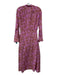 XiRENA Size S Pink & Brown Cotton Floral 1/2 Button Long Sleeve Tie Front Dress Pink & Brown / S