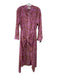 XiRENA Size S Pink & Brown Cotton Floral 1/2 Button Long Sleeve Tie Front Dress Pink & Brown / S