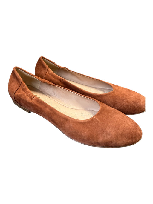 Italeau Shoe Size 39.5 Dark Tan Suede Almond Toe ELASTIC SIDE Flat Slip On Shoes Dark Tan / 39.5