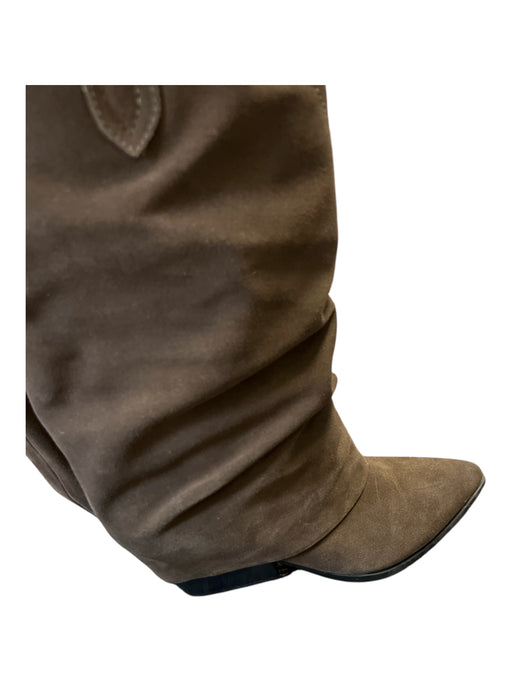 Marc Fisher Shoe Size 8.5 Dark Brown Suede Pointed Toe Pull Tab Slouchy Boots Dark Brown / 8.5