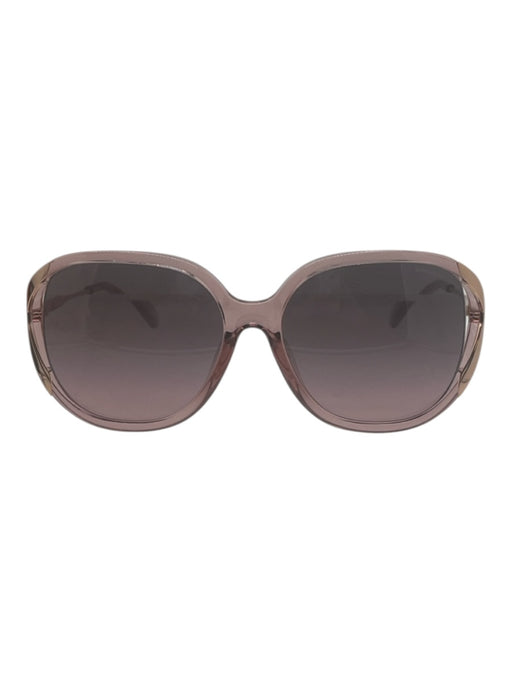 Coach Pink & Rose Gold Acetate & Metal Oversized Circular Lens Sunglasses Pink & Rose Gold