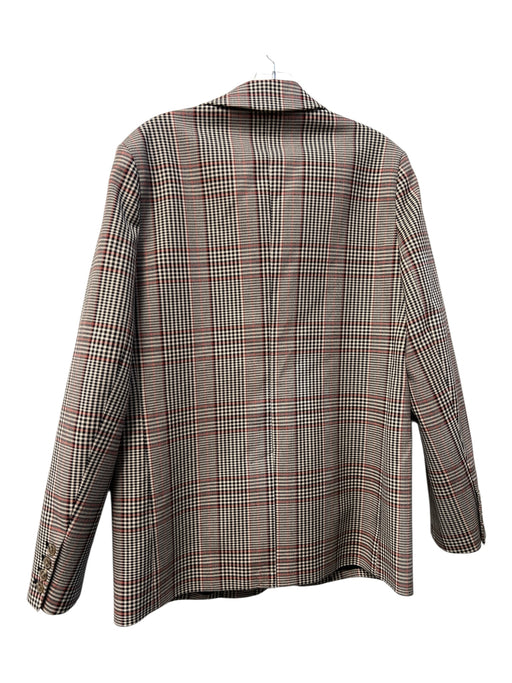 Thakoon Size 6 Brown, Black & Red Cotton Blend 2 Buttons Plaid Blazer Jacket Brown, Black & Red / 6
