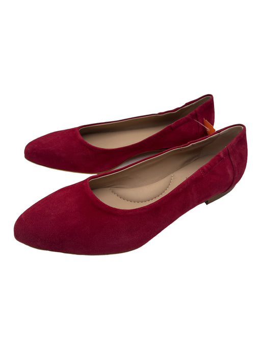 Italeau Shoe Size 39.5 Red Suede Almond Toe Flats Red / 39.5