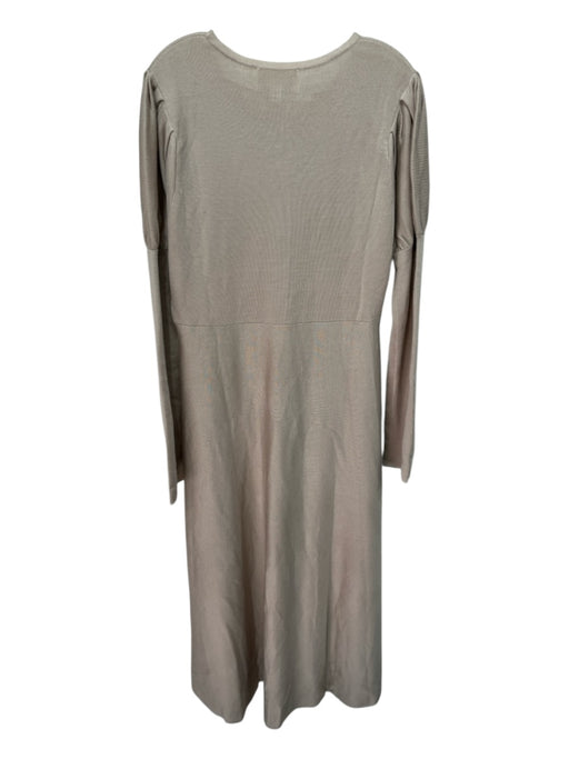 Pomander Place Size XL Beige Acrylic Crew Neck Puff Sleeve midi length Dress Beige / XL