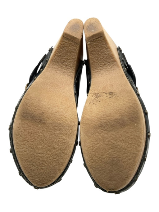 Isabel Marant Shoe Size 37 Black & Tan Leather Belt attached Studs Mules Black & Tan / 37