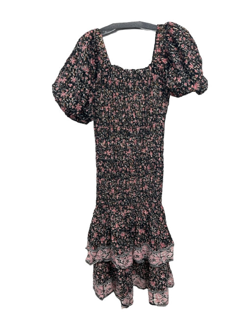 Cleobella Size L Black & Pink Cotton Blend Metallic Thread Off Shoulder Dress Black & Pink / L