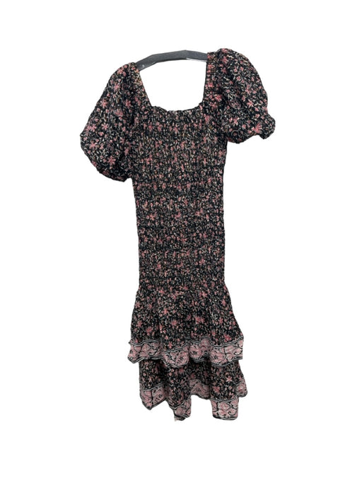 Cleobella Size L Black & Pink Cotton Blend Metallic Thread Off Shoulder Dress Black & Pink / L