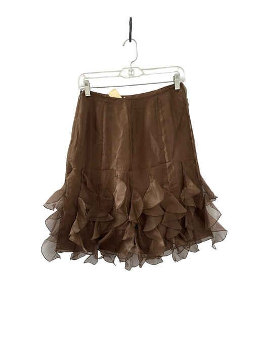 Dana Buchman Size 2 Brown Silk Flower Application Skirt Brown / 2