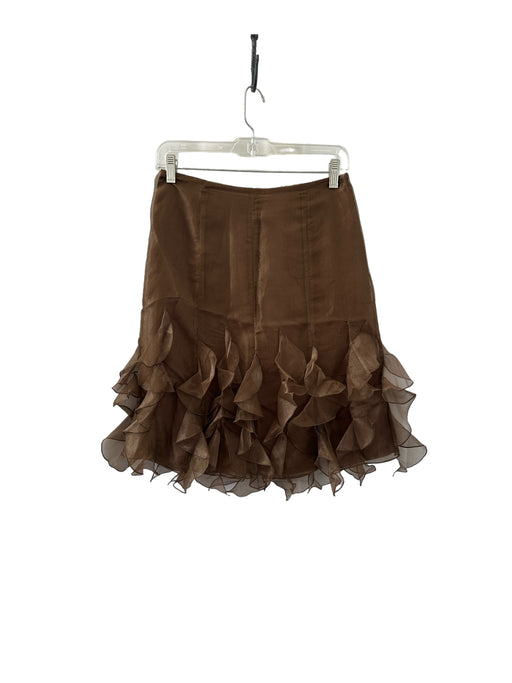 Dana Buchman Size 2 Brown Silk Flower Application Skirt Brown / 2