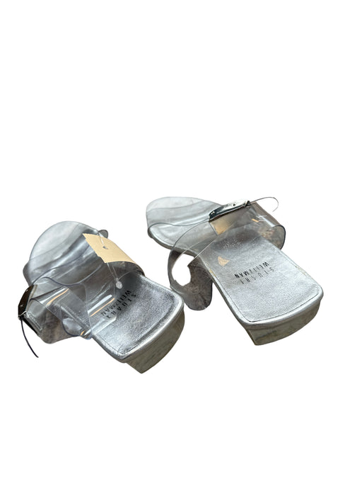 Stuart Weitzman Shoe Size 5.5 Silver Leather PVC Sandals Silver / 5.5