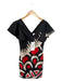 CK Bradley Size XS Red & Black Polyester Flutter Sleeves Abstract Back Zip Dress Red & Black / XS