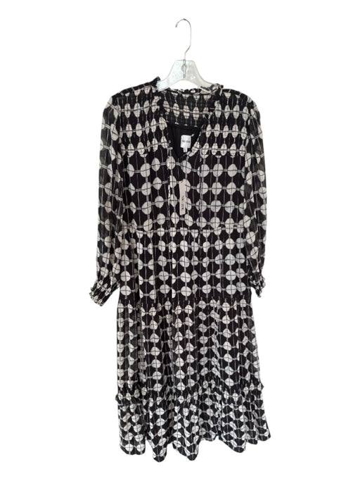 Nic + Jo Size S Black & Cream Polyester Blend Long Sleeve Circles Maxi Dress Black & Cream / S