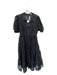 English Factory Size M Black Polyester Short Balloon Sleeve Animal Print Dress Black / M