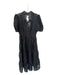 English Factory Size M Black Polyester Short Balloon Sleeve Animal Print Dress Black / M