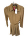 English Factory Size XS Tan Polyester Long Sleeve Pleated Collar Midi Dress Tan / XS