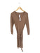 Lilla P Size M Camel Cotton Blend Long Sleeve Belted V Neck Maxi Dress Camel / M