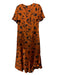 Lost + Wander Size L Bronze & Black Polyester Blend Short Sleeve Flowers Dress Bronze & Black / L