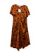 Lost + Wander Size L Bronze & Black Polyester Blend Short Sleeve Flowers Dress Bronze & Black / L