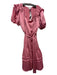 Current Air Size M Mauve Pink Polyester Short Sleeve Elastic Waist Sash Dress Mauve Pink / M