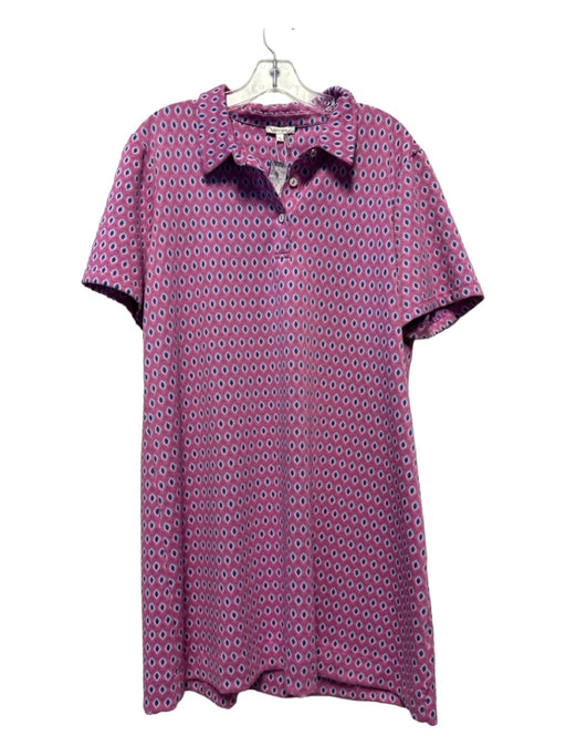 Tyler Boe Size XL Pink & blue Polyester Blend Short Sleeve Collar Dots Dress Pink & blue / XL