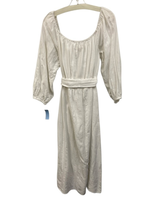 Mara Hoffman SWIM Size L White Cotton Off Shoulder Vertical Stripes Maxi Dress White / L