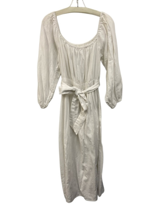 Mara Hoffman SWIM Size L White Cotton Off Shoulder Vertical Stripes Maxi Dress White / L