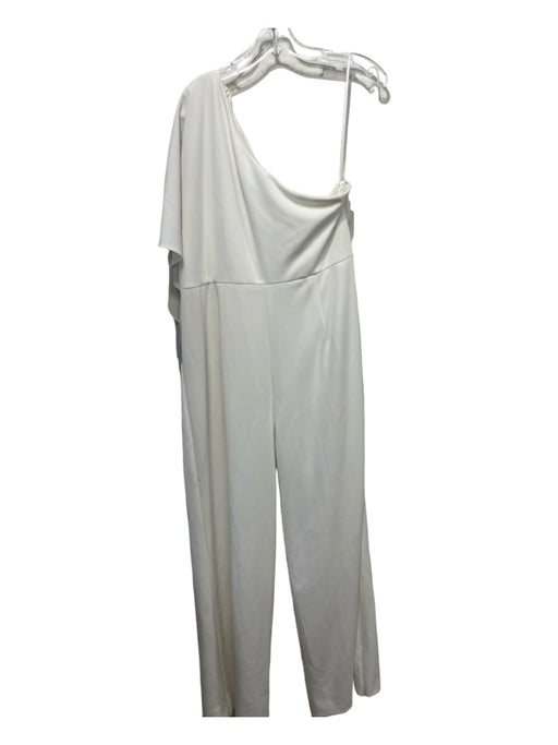 Adrianna Papell Size 16 White Polyester Blend One Shoulder Draped Jumpsuit White / 16