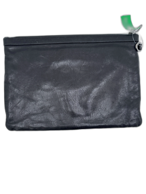 Jimmy Choo Black & Silver Leather Star Studs Zipper Closure Clutch Bag Black & Silver