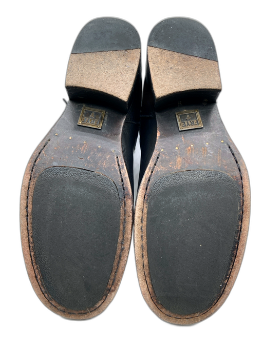 Frye Shoe Size 7.5 Black Leather Buckle Detail Side Zip Stacked Heel Boots Black / 7.5