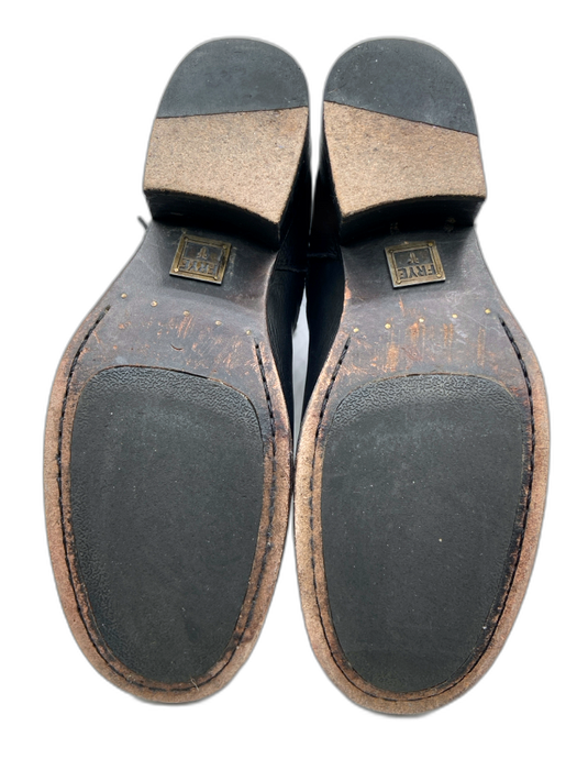 Frye Shoe Size 7.5 Black Leather Buckle Detail Side Zip Stacked Heel Boots Black / 7.5