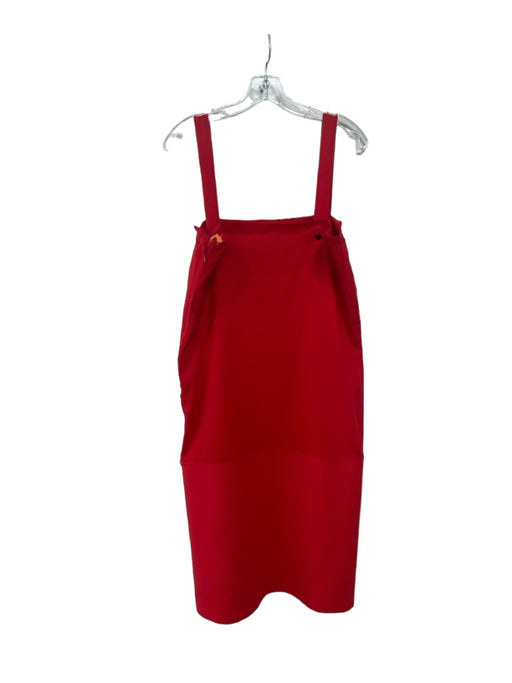 Bottega Veneta Size 42 Red Wool Blend Fabric Block Sleeveless Metal detail Dress Red / 42