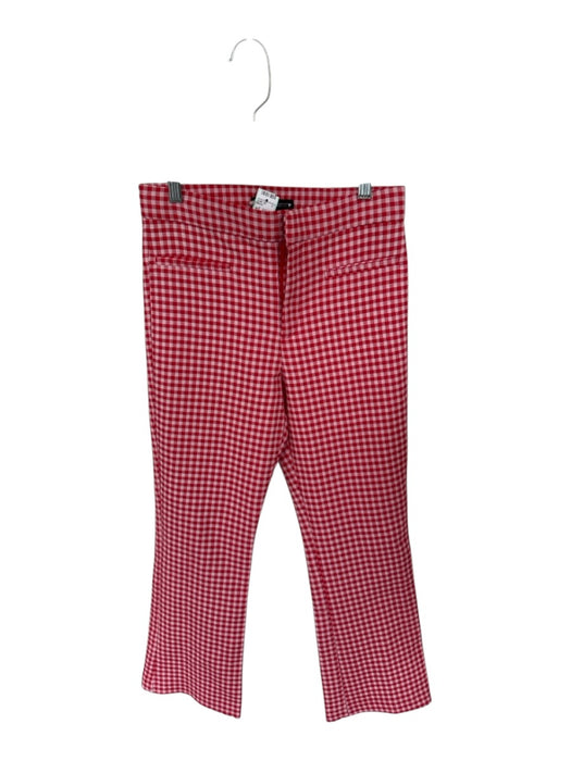 Zara Size M Red & Pink Straight Leg Gingham Pants Red & Pink / M