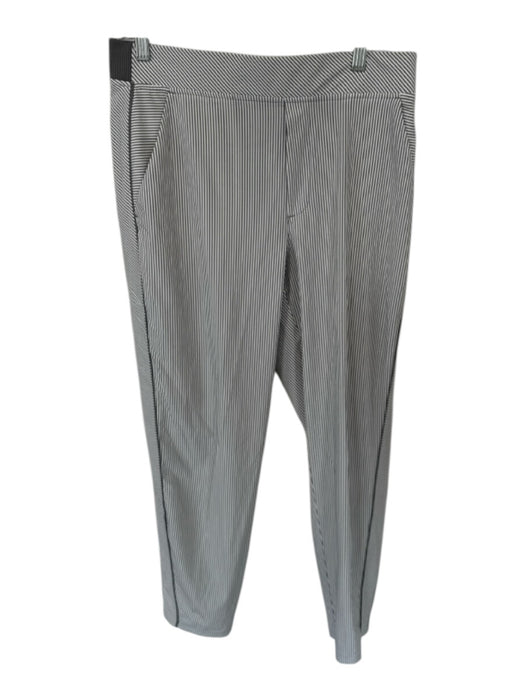 Athleta Size 12 Gray & White Polyester Blend Elastic Waist Striped Pants Gray & White / 12