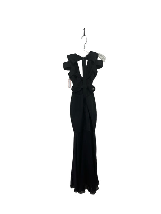 BCBG Maxazria Size 0 Black Polyester Back Cut Outs Deep V Sleeveless Gown Black / 0