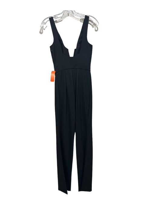 House of CB Size XS Black Polyester Sleeveless Split V neckline Tapered Jumpsuit Black / XS