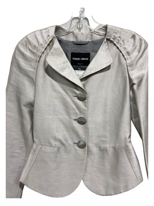 Giorgio Armani Size 36/XS Light Gray Silk 3 Button Tapered Peplum Jacket Light Gray / 36/XS