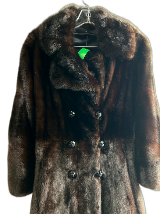 No Brand Size Est Small Mahogany Mink Double Breast Side Pockets Zip Off Coat Mahogany / Est Small