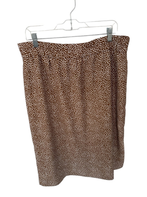 J Crew Size XL Brown & White Polyester Polka Dots Elastic Waist Midi Skirt Brown & White / XL
