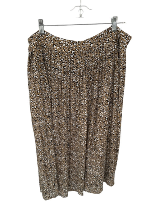 J Crew Size 16 Tan & black Cheetah Polyester Back Zip Pleated Midi Skirt Tan & black / 16