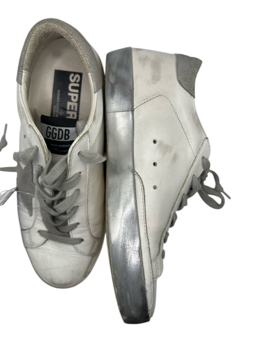 Golden Goose Shoe Size 36 White & Silver Canvas Distressed Gray laces Sneakers White & Silver / 36