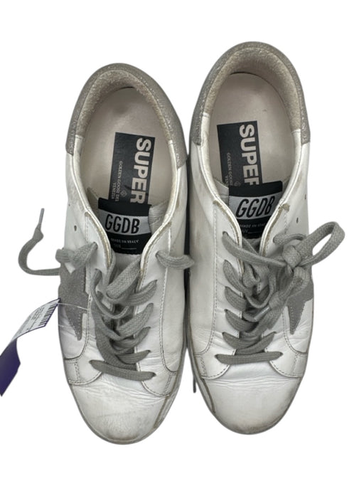 Golden Goose Shoe Size 36 White & Silver Canvas Distressed Gray laces Sneakers White & Silver / 36