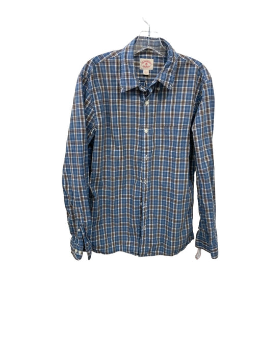 Brooks Brothers Size L Brown & Blue Cotton Plaid Front Pocket Long Sleeve Shirt L