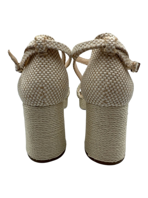Vince Camuto Shoe Size 7.5 Tan Textile Ankle Buckle Open Toe Block Heel Sandals Tan / 7.5