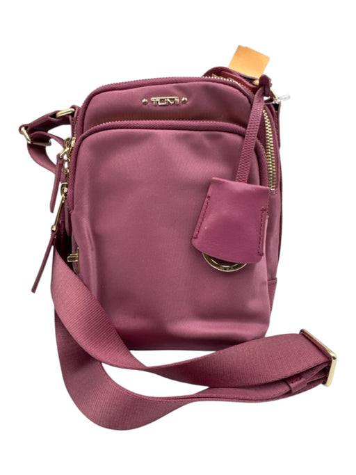 Tumi Berry Synthetic Zip Close Crossbody Goldtone Hardware Bag Berry