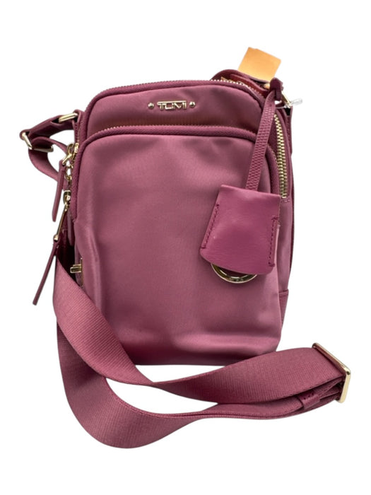 Tumi Berry Synthetic Zip Close Crossbody Goldtone Hardware Bag Berry