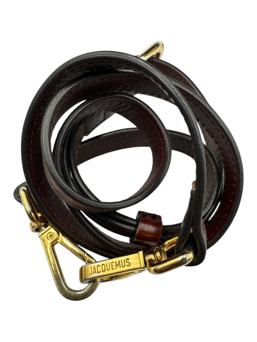 Jacquemus Dark Brown Calfskin Leather Magnetic Closure Crossbody Structured Bag Dark Brown / L