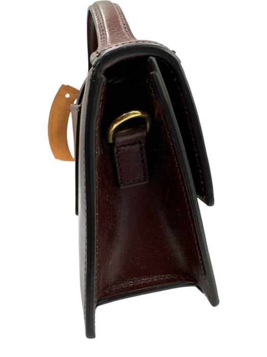Jacquemus Dark Brown Calfskin Leather Magnetic Closure Crossbody Structured Bag Dark Brown / L
