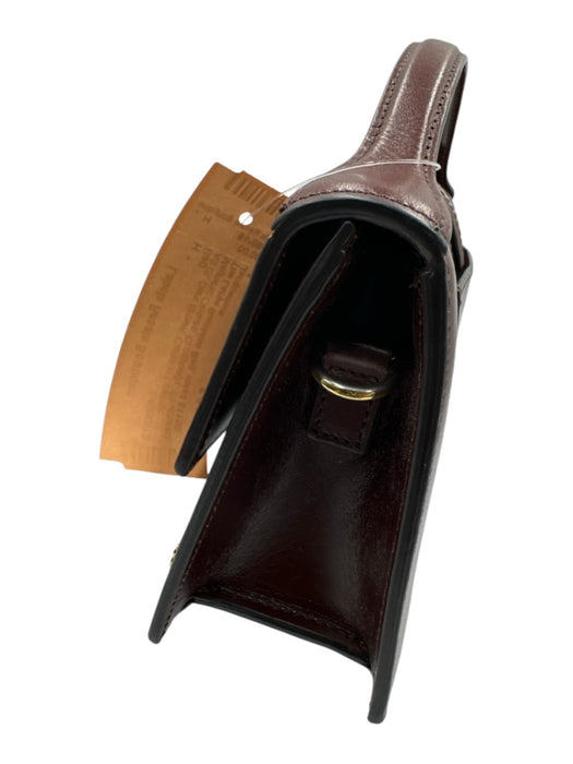 Jacquemus Dark Brown Calfskin Leather Magnetic Closure Crossbody Structured Bag Dark Brown / L