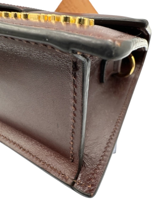 Jacquemus Dark Brown Calfskin Leather Magnetic Closure Crossbody Structured Bag Dark Brown / L