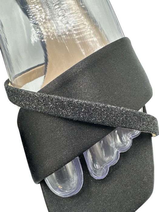 Jimmy Choo Shoe Size 37.5 Black Textile Block Heel Square Toe Open Toe Sandals Black / 37.5